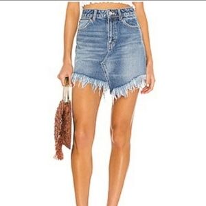 FREE People We the Free Bailey Denim Mini Skirt in Indigo Blue